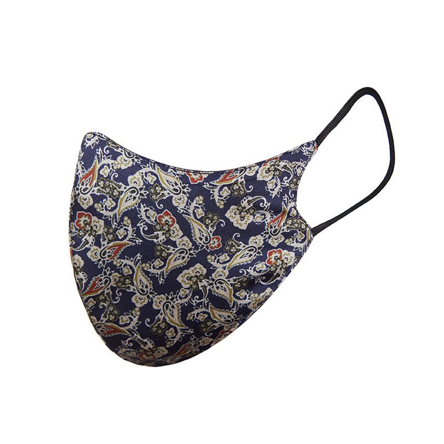 Protective face cover conical blue paisley