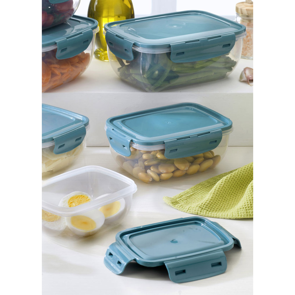 Rectangular plastic storage containers Blue set 3 pcs.