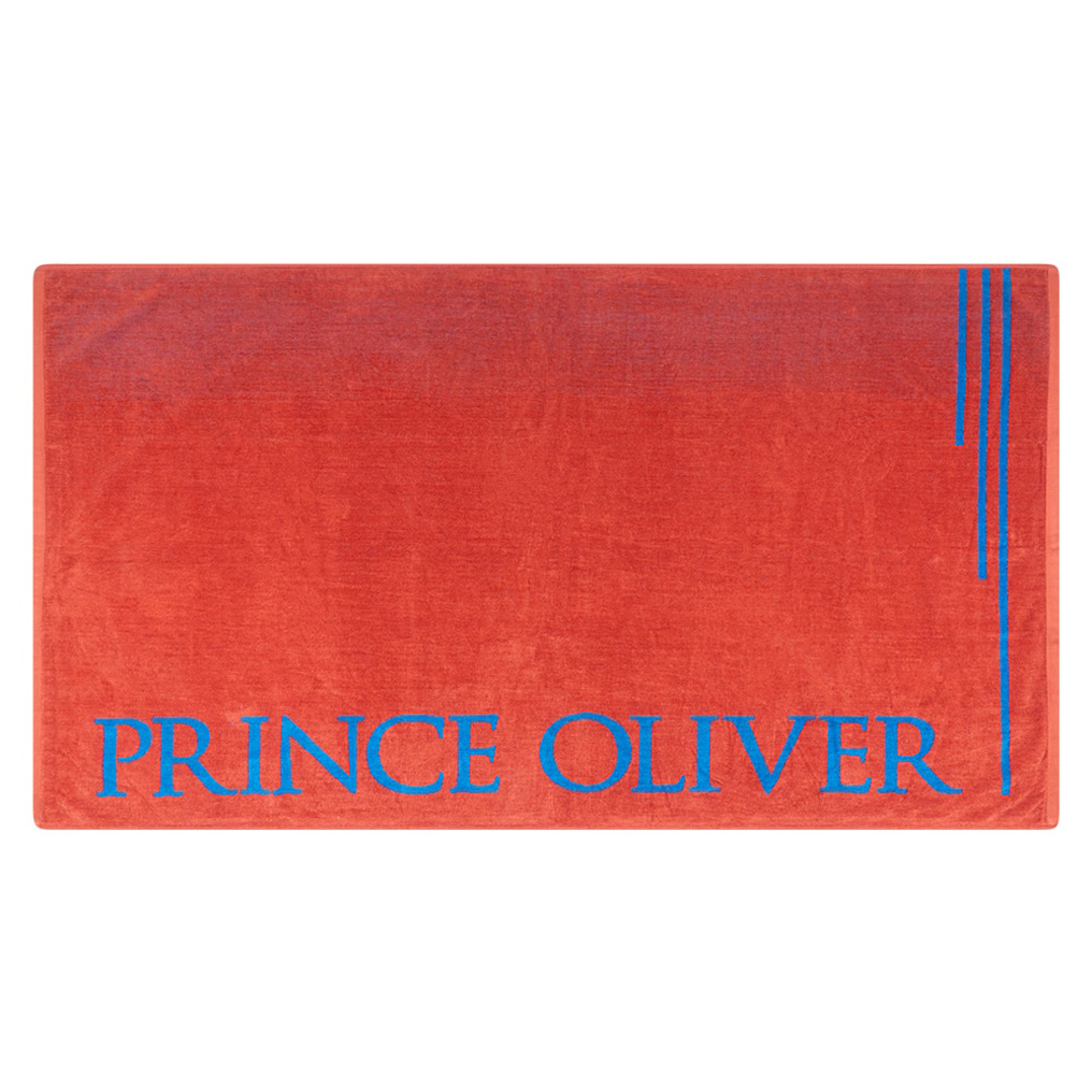 Beach towel Prince Oliver dark orange with light blue details 90x160 cm