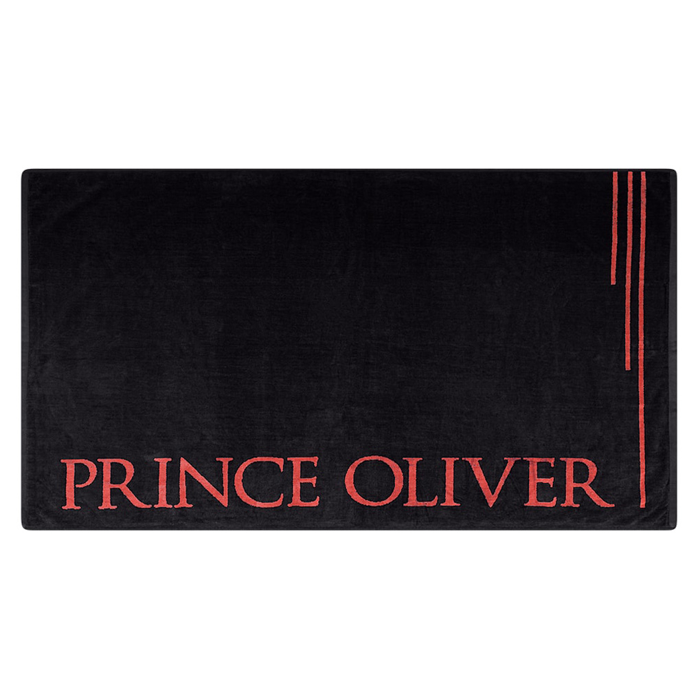Πετσέτα θαλάσσης Prince Oliver μαύρο με κεραμιδί λεπτομέρειες 90x160 εκ.