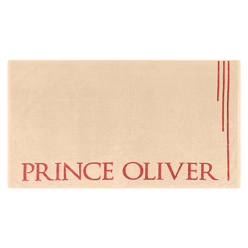 Πετσέτα θαλάσσης Prince Oliver μπεζ με κεραμιδί λεπτομέρειες 90x160 εκ.