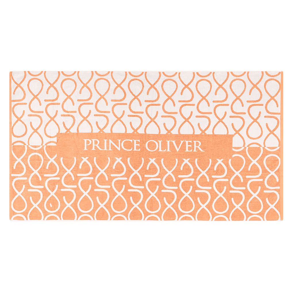 Πετσέτα θαλάσσης Prince Oliver μπεζ / κοραλί μοτίβο 90x160 εκ.
