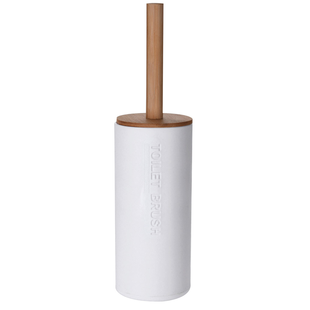 Toilet brush with holder plastic & bamboo 9x21 cm