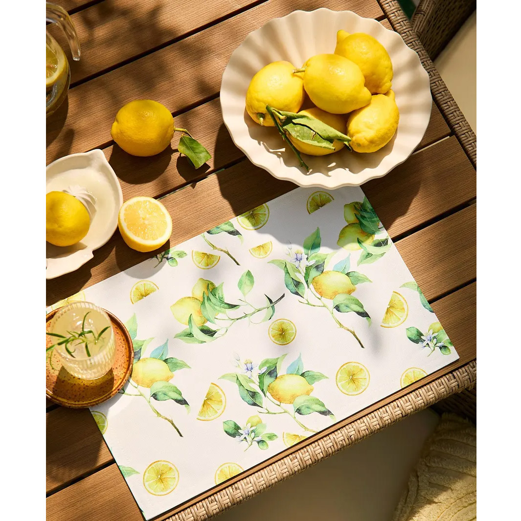 Σουπλά με στάμπα λεμονιού πολυέστερ 30x45 εκ. 4 τεμ.