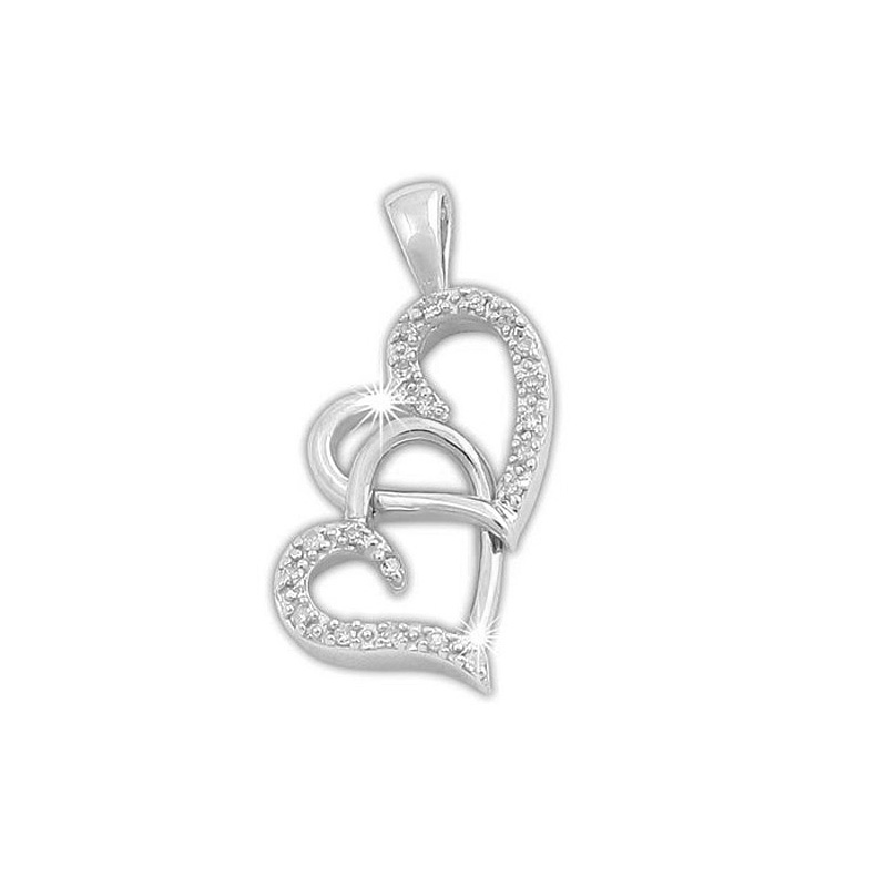 2 hearts sterling silver pendant