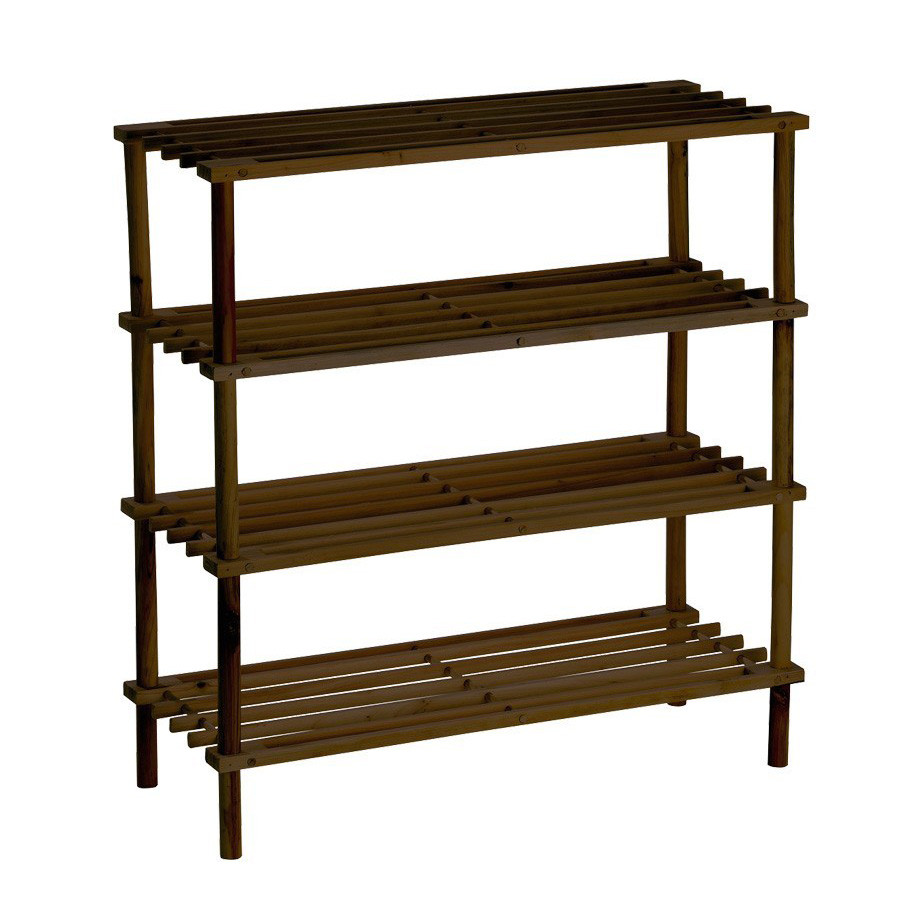 Wooden rack with 4 shelves brown 64x26x67 cm