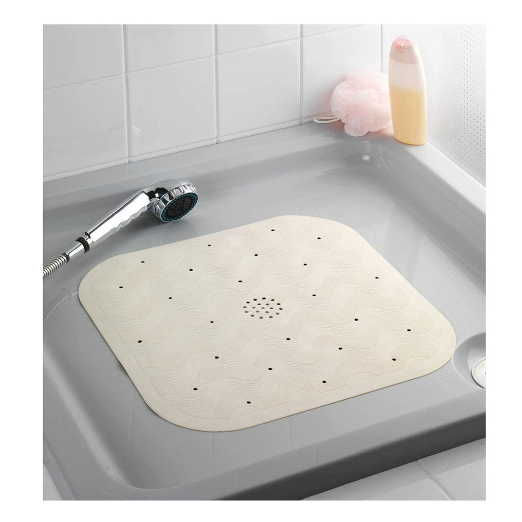 Shower mat natural rubber beige 45x45 cm