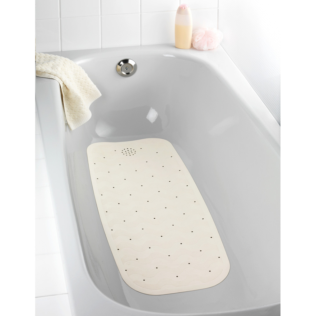 Bathtub mat natural rubber beige 90x37 cm