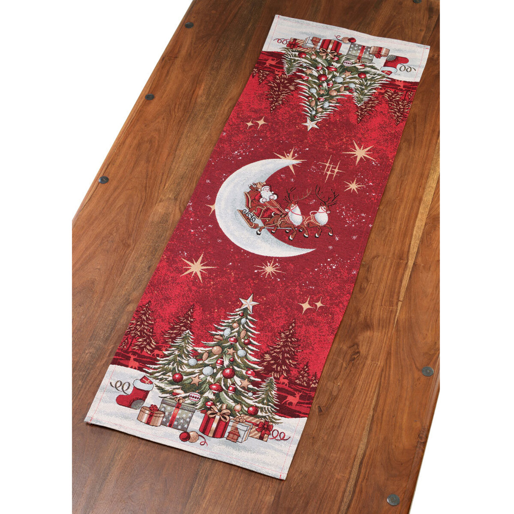 Christmas runner burgundy 50% polyester - 50% cotton 43x140 cm