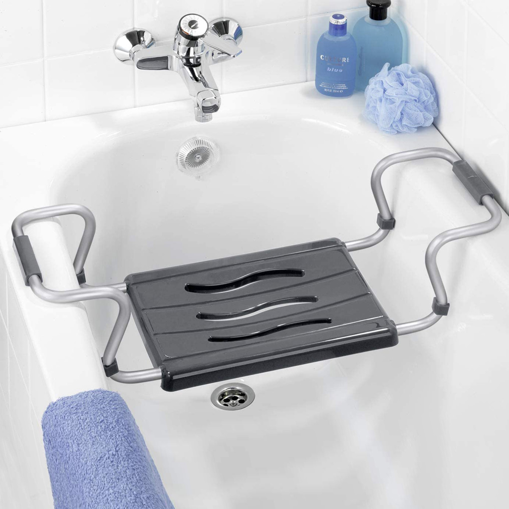 Adjustable bathtub seat SECURA silver-anthracite 37x26 cm