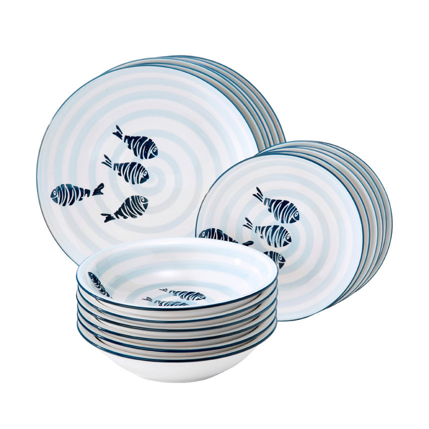 Ceramic dinnerware set Fish 18 pcs