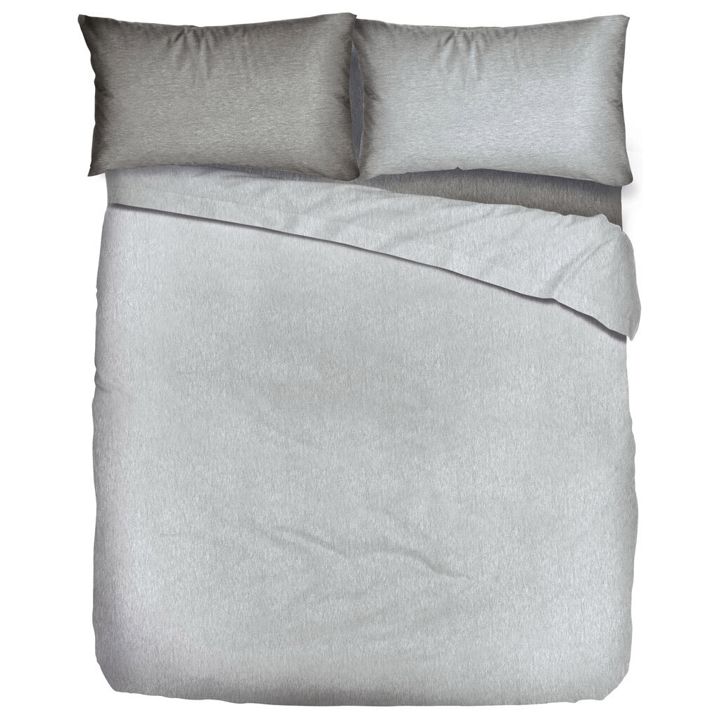 Flannel bed sheets single Melange 100% cotton Grey / Grey set of 3