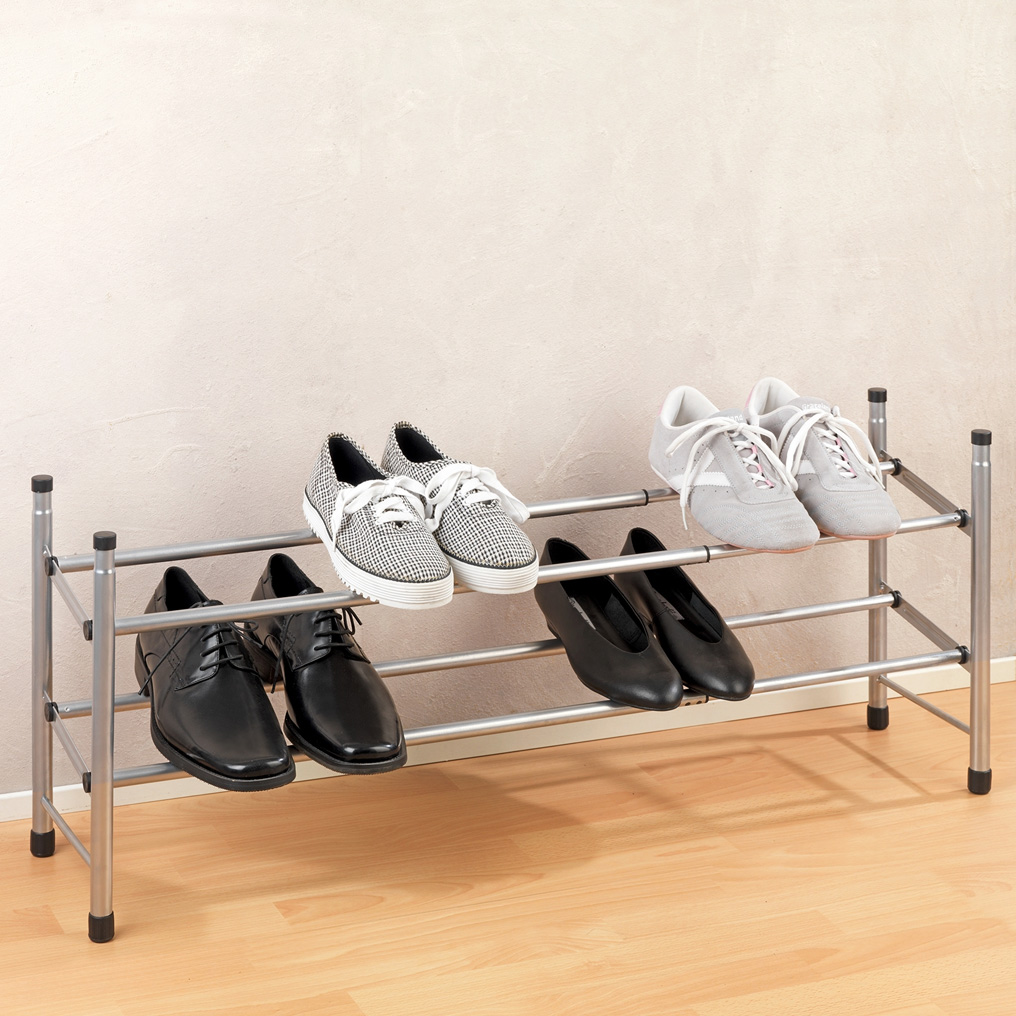 Extendable metal shoe rack 62-114x22x35 cm