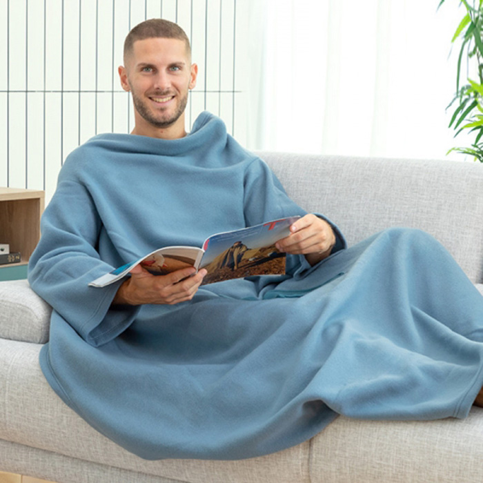 Ολόσωμη unisex κουβέρτα με μανίκια & τσέπη Faboulazy InnovaGoods μπλε πολυέστερ 130x170 εκ.