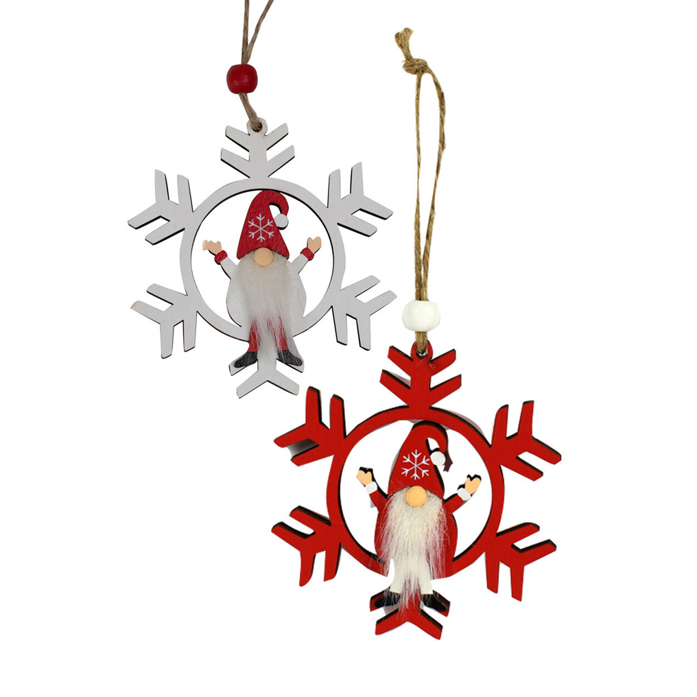 Tree ornaments Snowflake white / red 9x9 cm 4 pcs