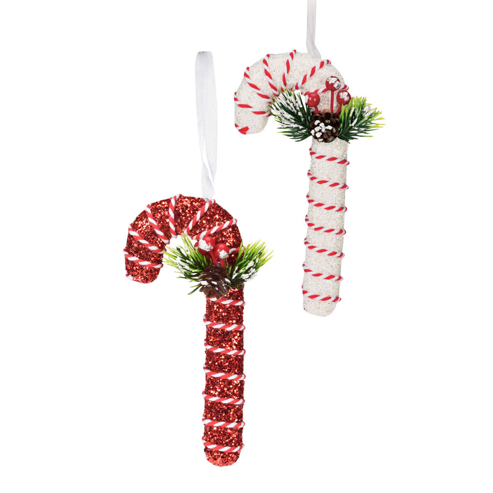 Candy Cane tree ornaments white / red 2 pcs