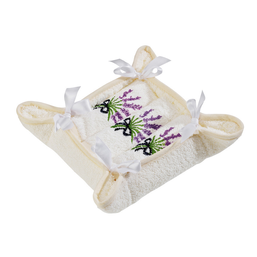 3 small lavender hand towels 30x30 cm with case