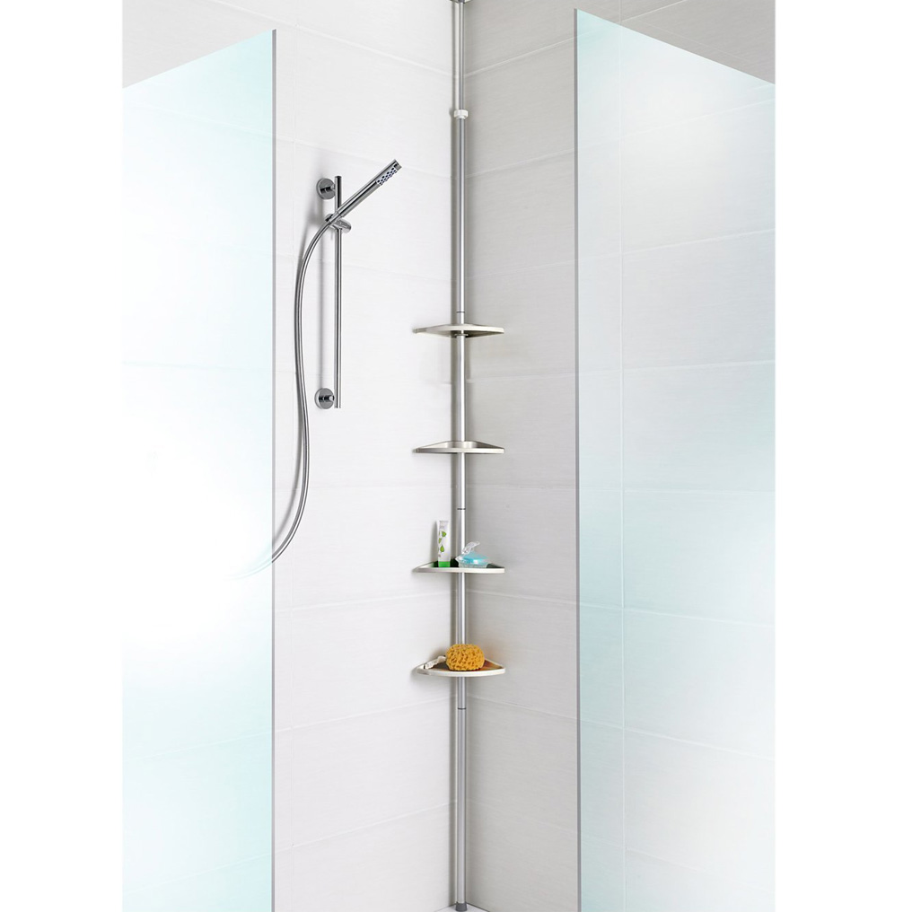 Telescopic corner bathroom rack 235-280x19x19 cm