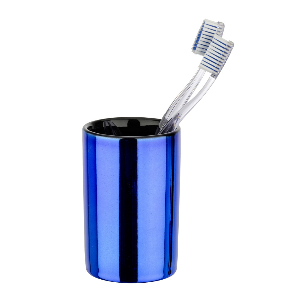 Polaris blue ceramic cup for toothbrush