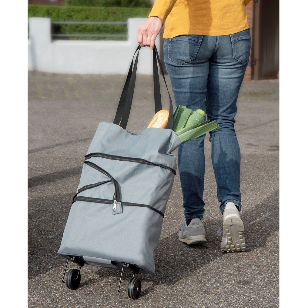 Τσάντα για ψώνια με ροδάκια 3-σε-1 γκρι 32x50x15 εκ.